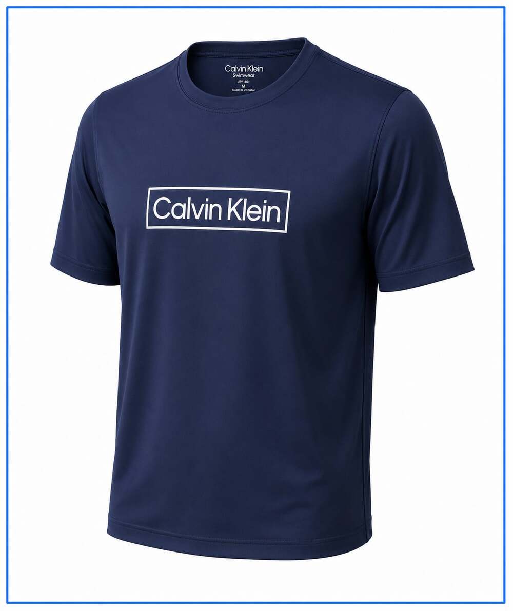 Fits Men’s L Calvin Klein Swimwear UPF 40+ Logo Rash Guard T-Shirt